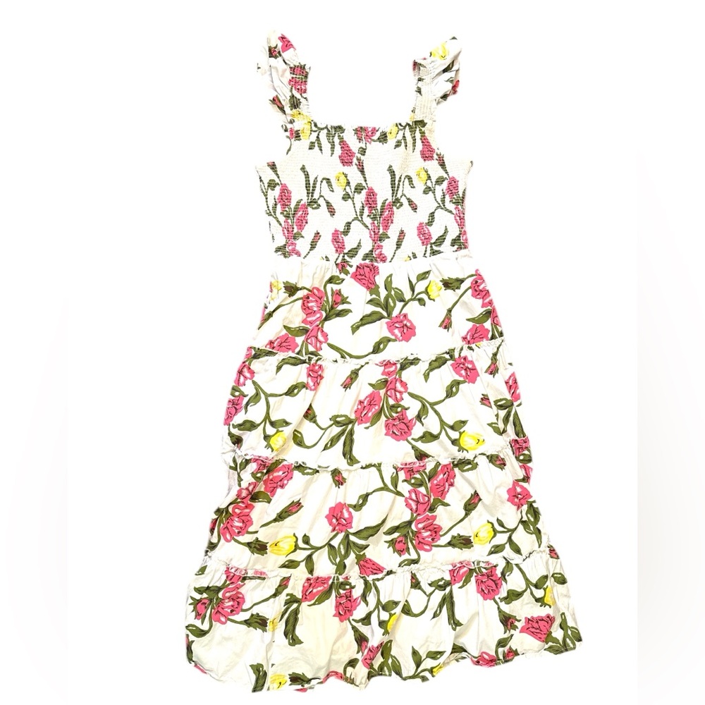 Vineyard Vines Kentucky Derby smocked Floral Midi Dress Size Large
